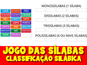 Jogo das sílabas imagens Classificação Silábica