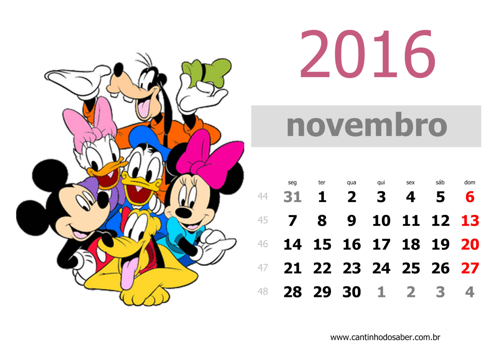 calendario 2016 mês de novembro