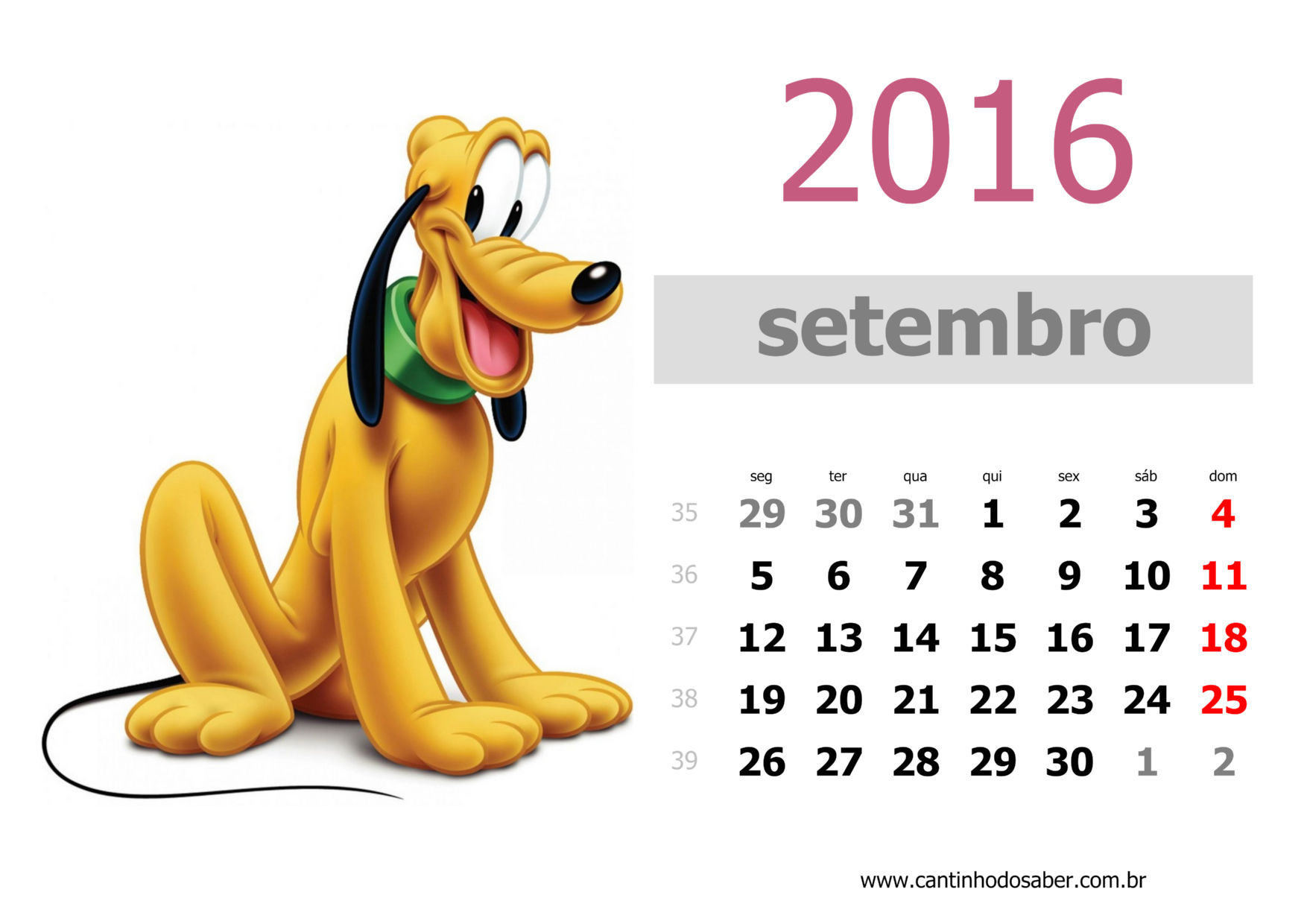 calendario 2016 mês de setembro