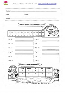 Atividade de Português para o segundo ano