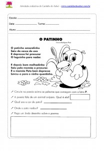 Atividade de Português para o segundo ano