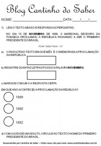 Atividades da proclamação da república