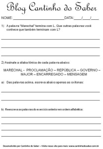 Atividades da proclamação da república