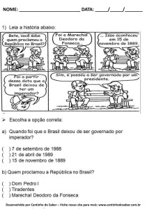Atividades da proclamação da república
