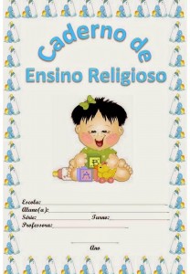 capa de caderno colorido de ensino religioso