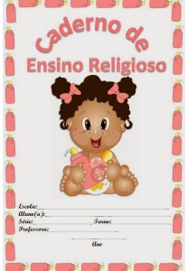 capa de caderno colorido de ensino religioso