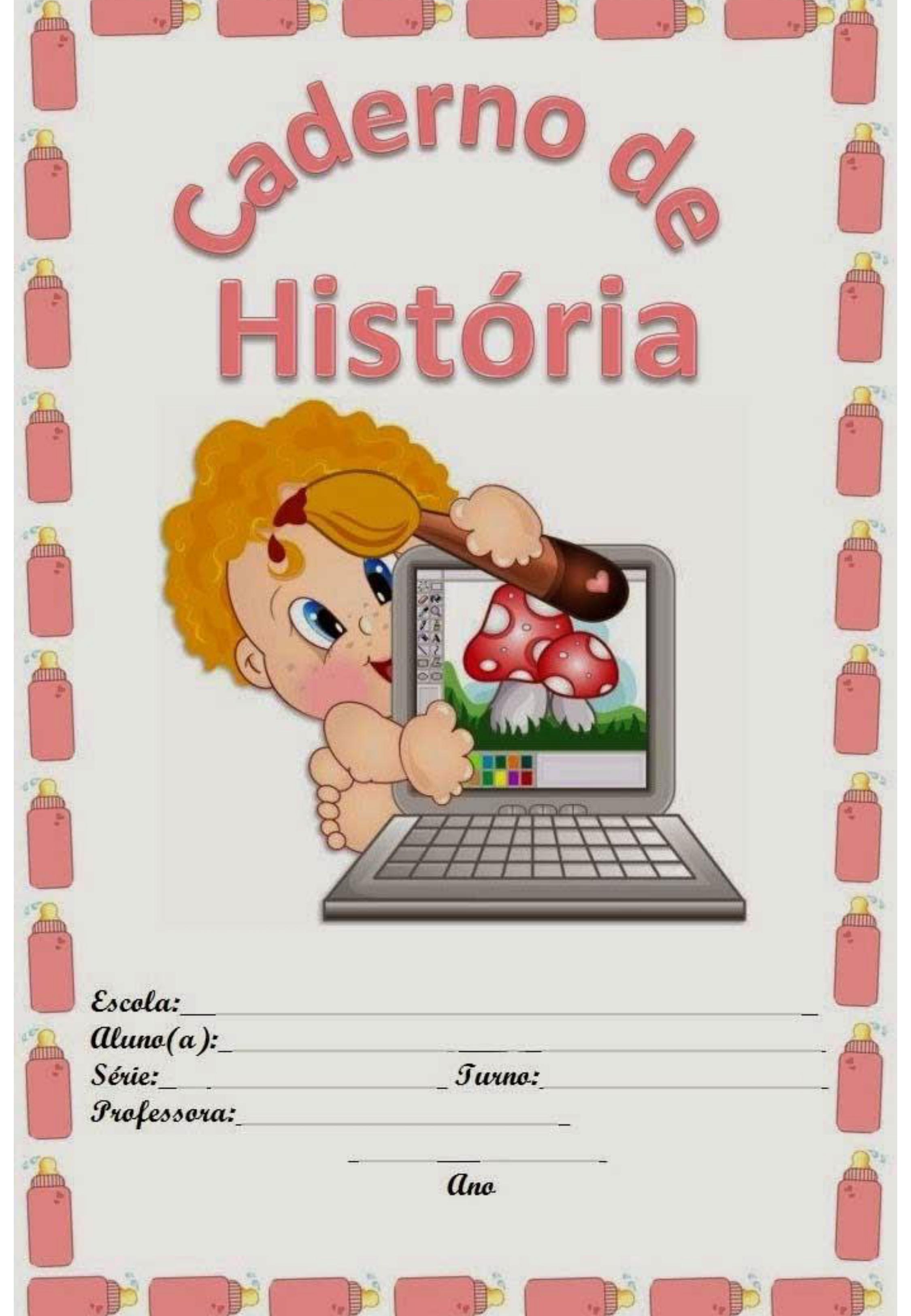 capa de caderno colorido de história
