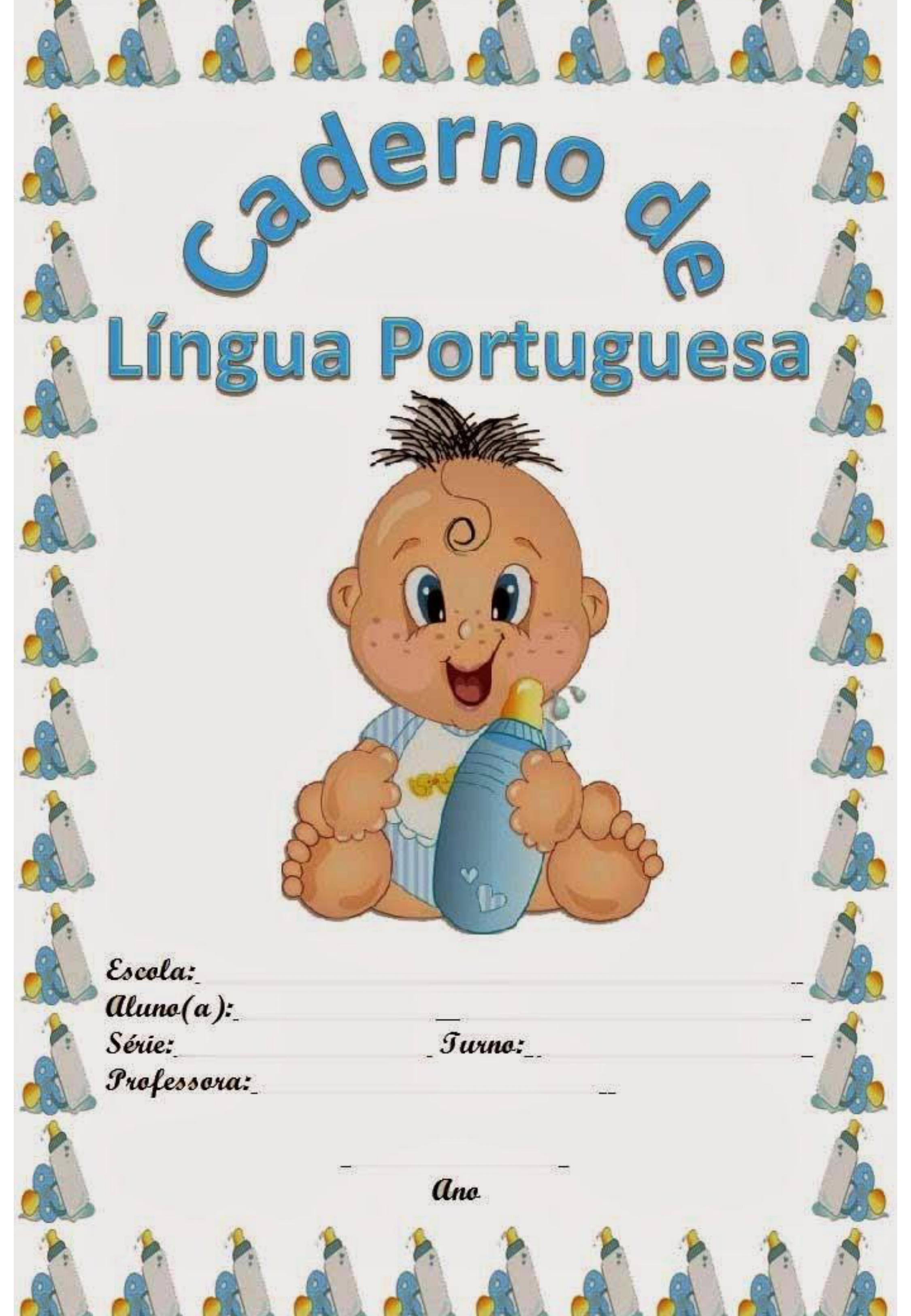 capa de caderno colorido de língua portuguesa