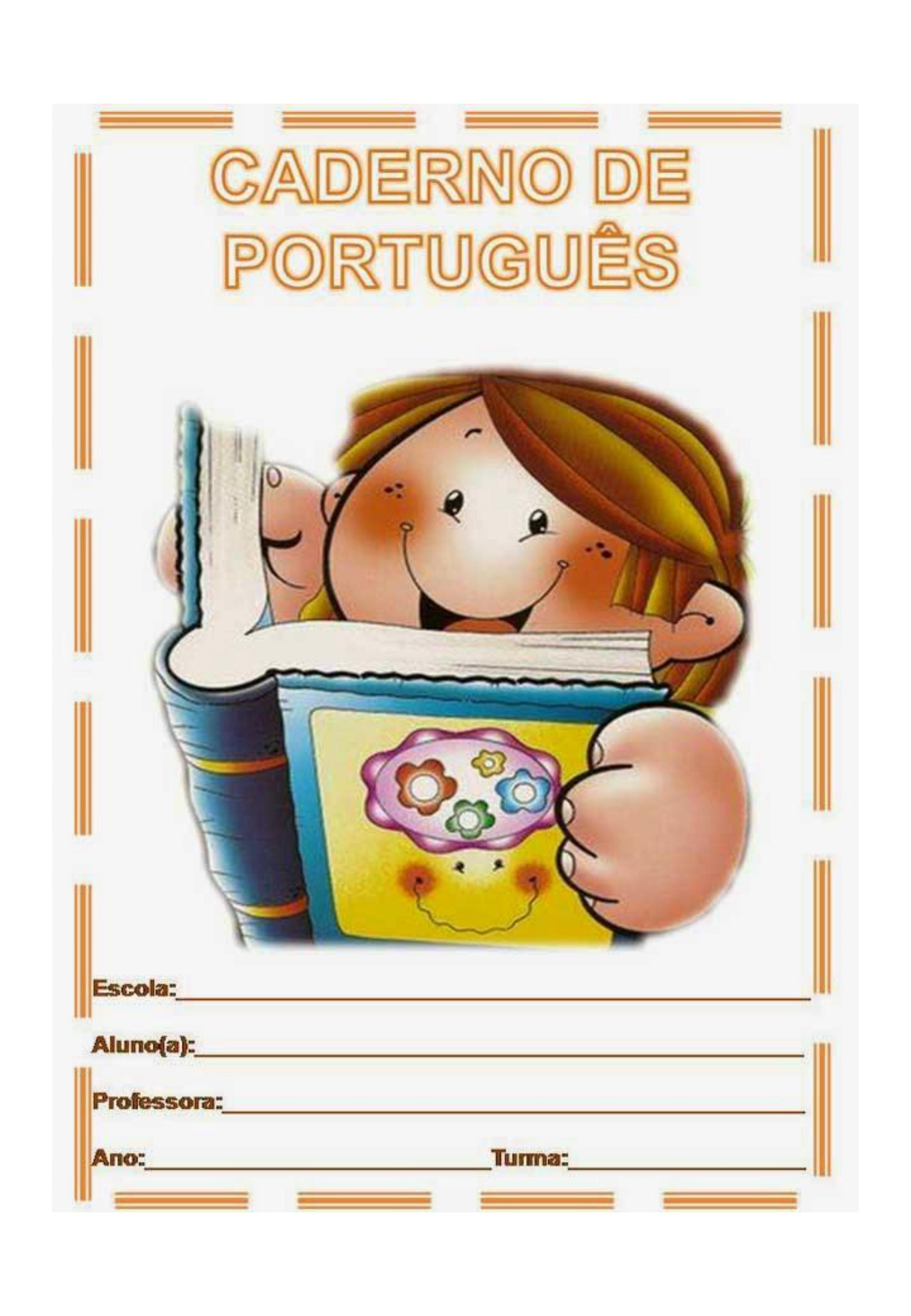 capa de caderno colorido de português