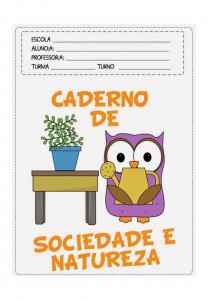 capa de caderno colorido de sociedade e natureza