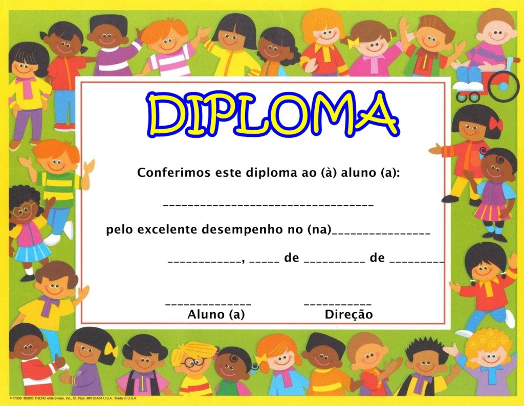 modelo de diploma para educação infantil