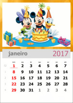 Calendário 2017 Turma do Mickey Mensal