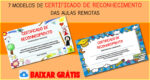 Certificado de incentivo para as aulas remotas