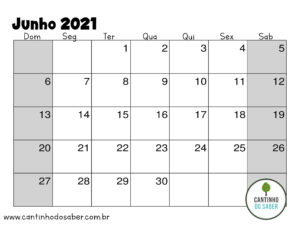 calendario de junho 2021