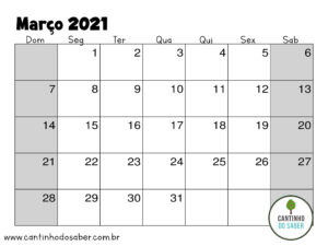 calendario de marco 2021