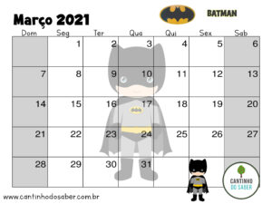 calendario super herois do batman marco 2021