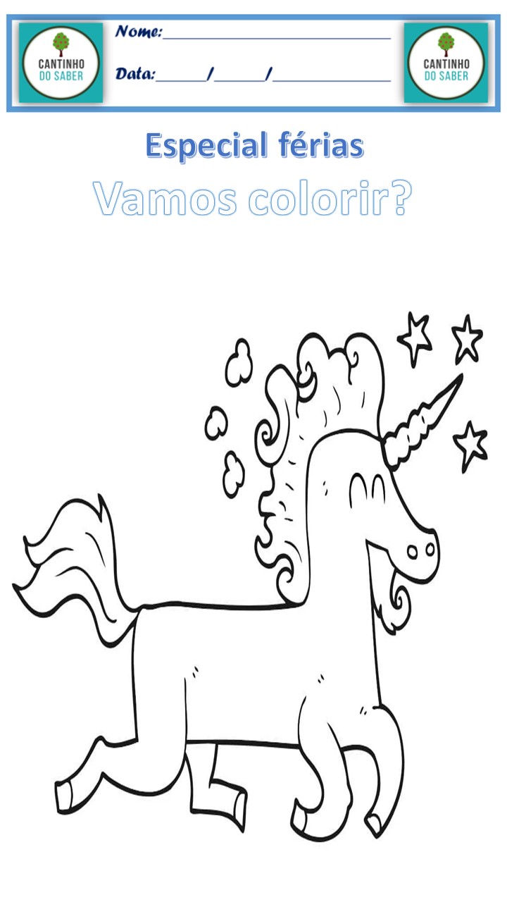 Desenho colorir unicornio