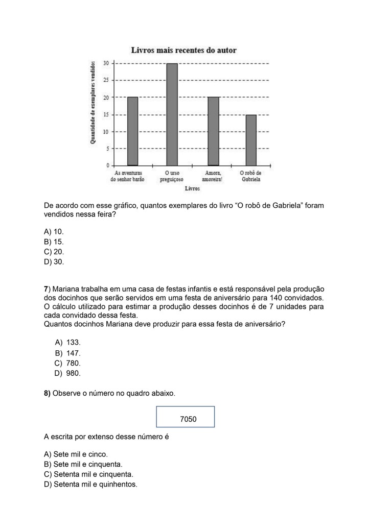 AVALIAÇÃO DIAGNÓSTICA PARA 4 ANO DE MATEMÁTICA - Atividades para a Educação  Infantil - Cantinho do Saber