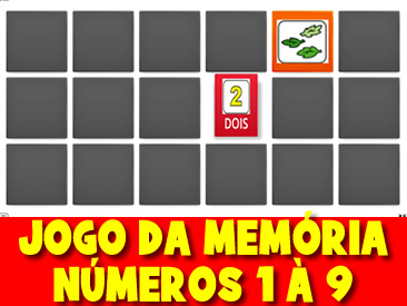 JOGO DA MEMÓRIA DOS NÚMEROS DE 1 A 9