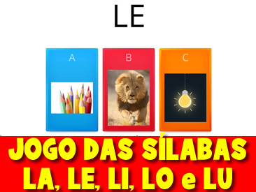 Jogo das sílabas com imagens - Sílaba LA, LE, LI, LO e LU