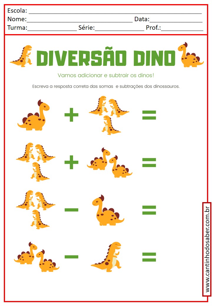 Atividade de Subtração Educação Infantil