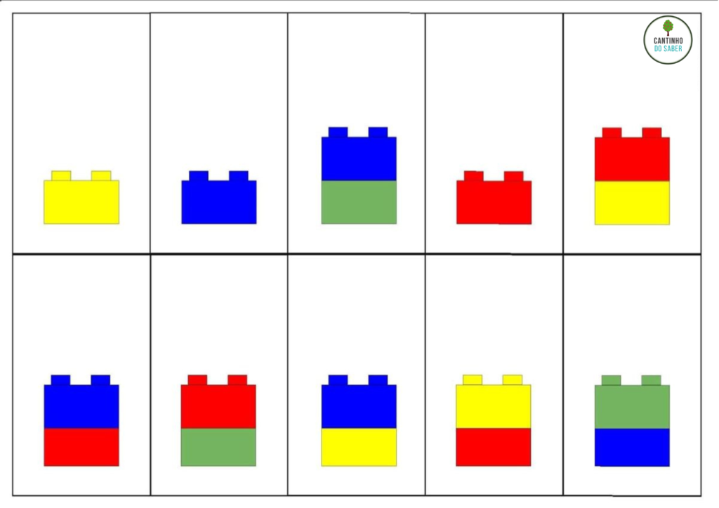 atividades para trabalhar as cores e sequencia com o lego