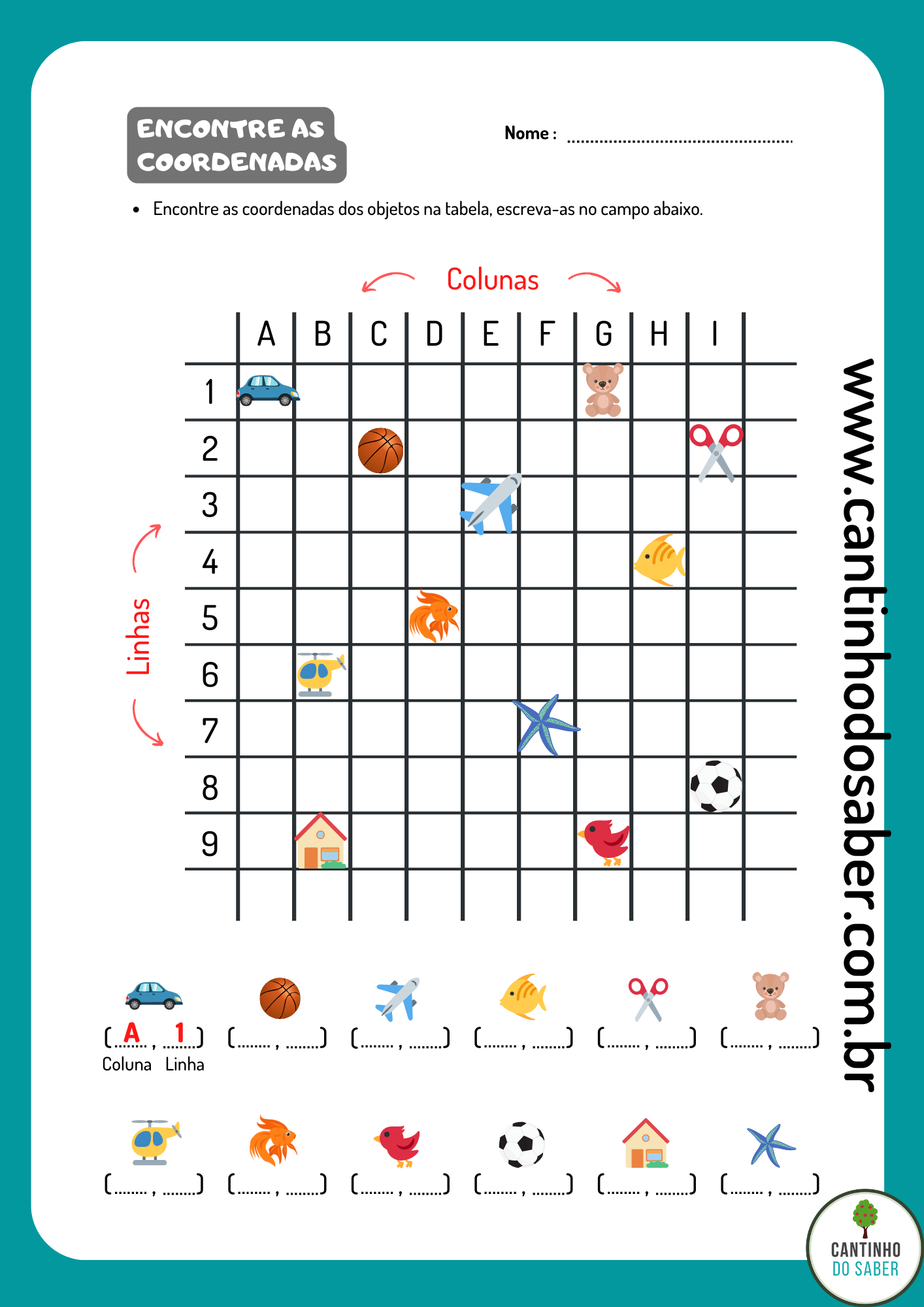 AVALIAÇÃO DIAGNÓSTICA PARA 4 ANO DE MATEMÁTICA - Atividades para a Educação  Infantil - Cantinho do Saber