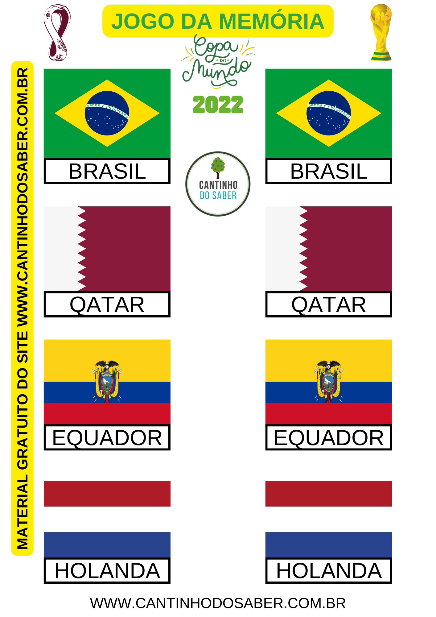 Jogo da Memória: Copa do Mundo — SÓ ESCOLA em 2023
