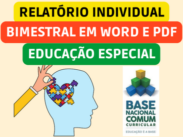 RELATÓRIO INDIVIDUAL BIMESTRAL EM WORD E PDF - EDUCAÇÃO ESPECIAL