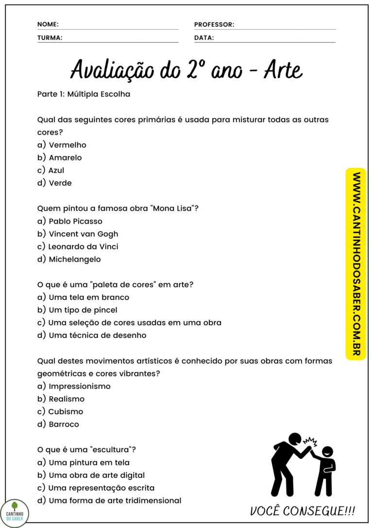 AVALIAÇÃO DE ARTES 2º ANO - 3º BIMESTRE - ENSINO FUNDAMENTAL