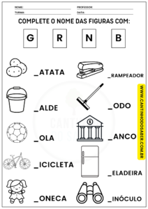 COMPLETE AS LACUNAS - PALAVRAS COM G R N B