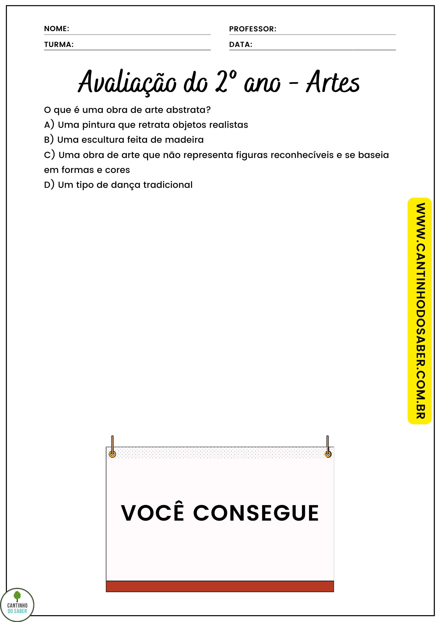 AVALIAÇÃO DE ARTES 2º ANO - 1º BIMESTRE - ENSINO FUNDAMENTAL