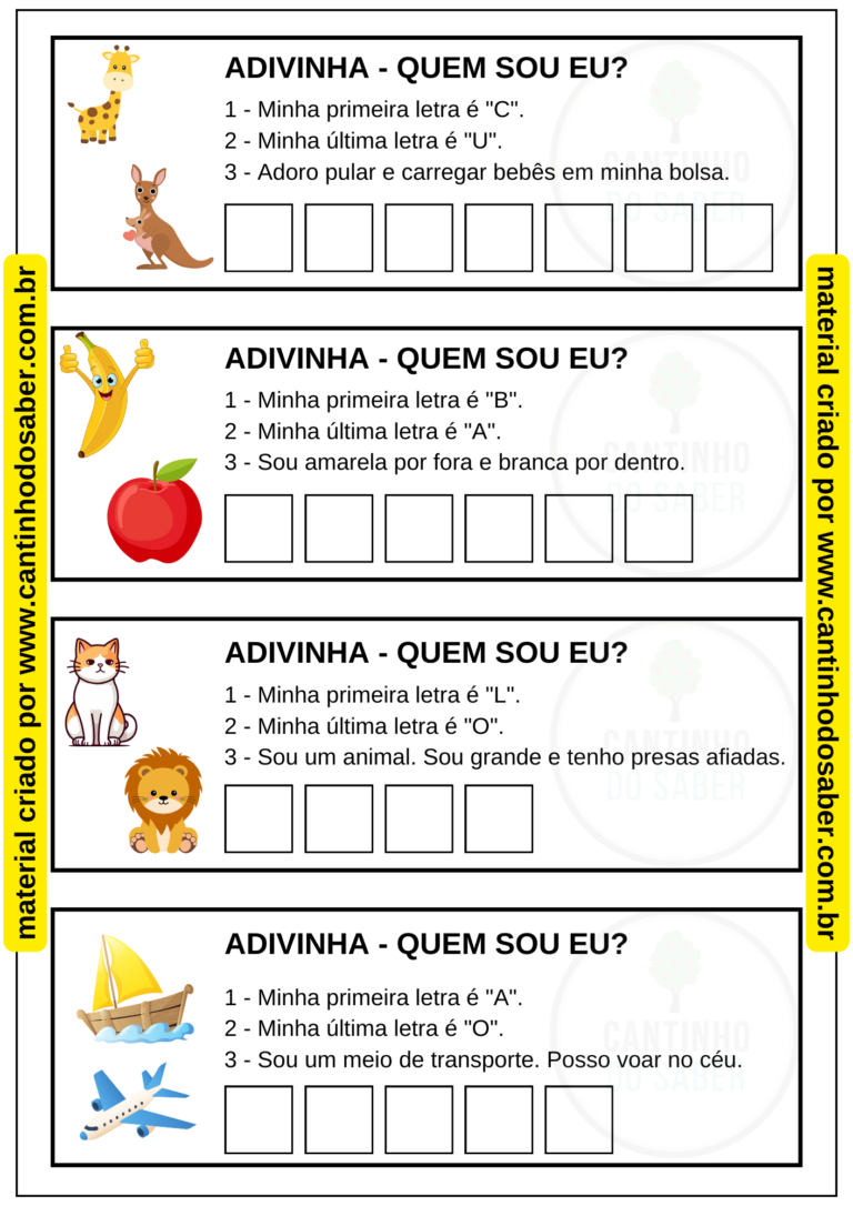 Arquivos #adivinha - Atividades para a Educação Infantil - Cantinho do ...