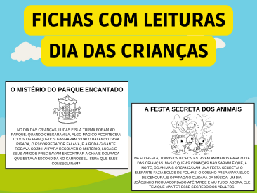 FICHAS COM PEQUENAS LEITURAS PARA EDUCAÇÃO INFANTIL - TEMA DIA DAS CRIANÇAS