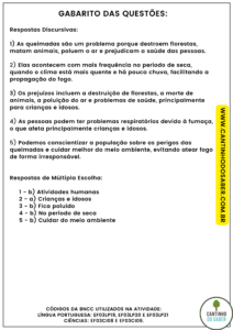 atividade de interpretação de texto - 3 ano - queimadas