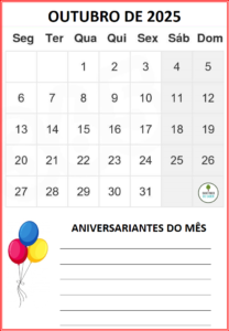 CALENDÁRIO 2025 - 1 mês por folha