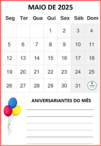 CALENDÁRIO 2025 - 1 mês por folha