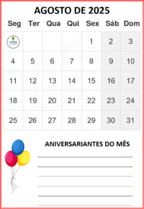 CALENDÁRIO 2025 - 1 mês por folha