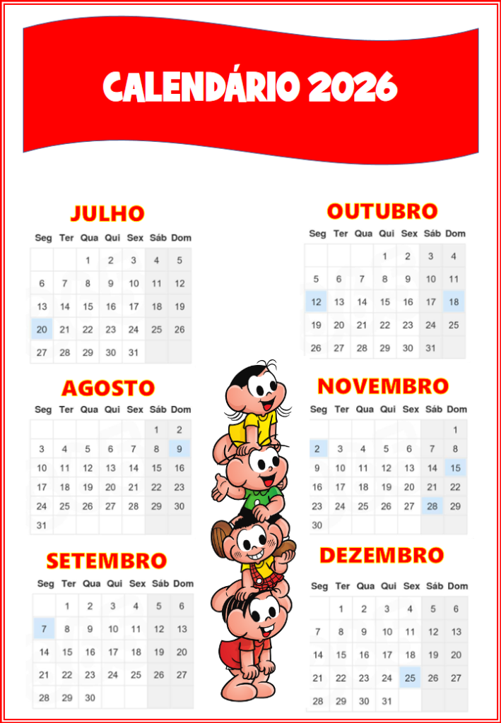 planner 2026 turma da monica